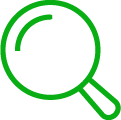 Green icon of magnifying glass