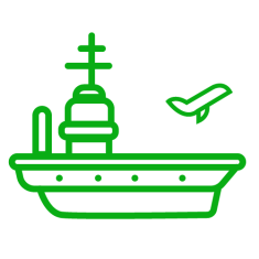 Icon of aircraft carrier for Defense and military market page on Gravotech website 