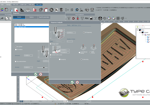 TYPE EDIT cutter and toolpath setting window